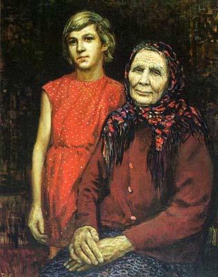 Ветеран труда Д.Г.Корольчук с внучкой Мариной